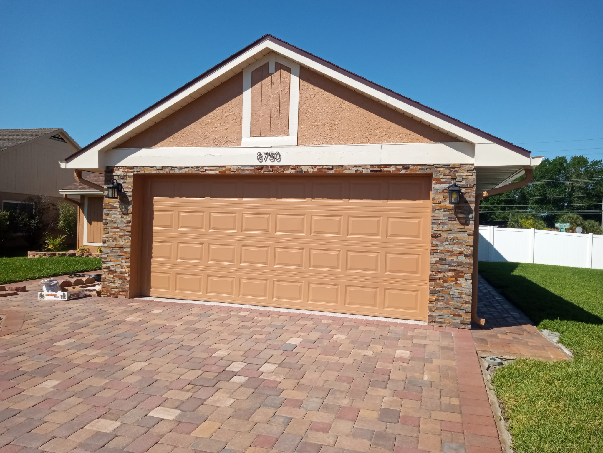 Exterior house painting — garage view